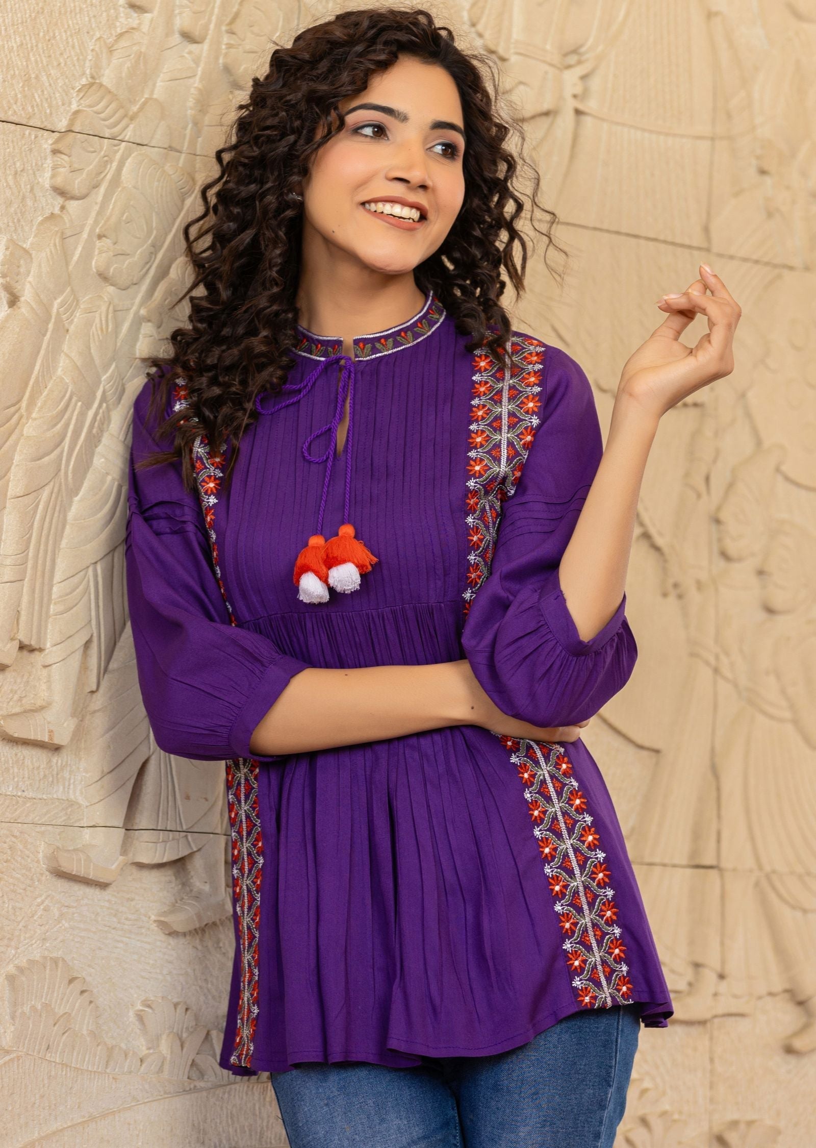 Purple Cotton Kurti Top