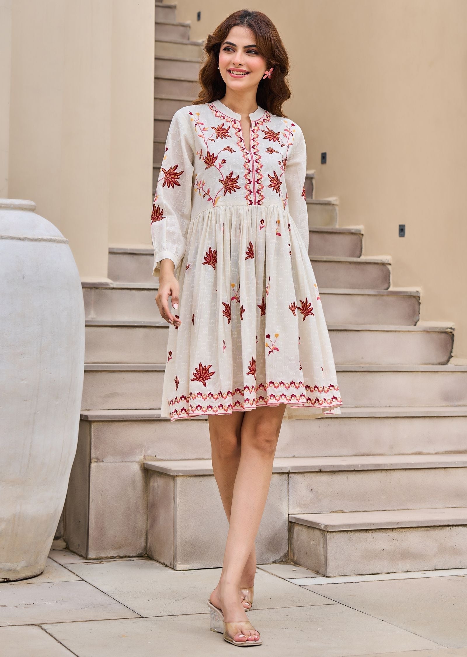 Cream Cotton Midi Dress