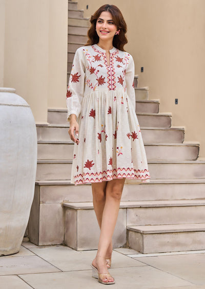 Cream Cotton Midi Dress