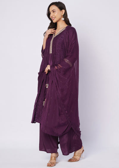 Wine muslin Anarkali