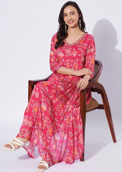 Rani Pink Chinnon Midi Dress