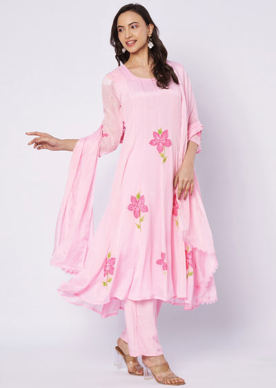 Light pink Chinnon Anarkali