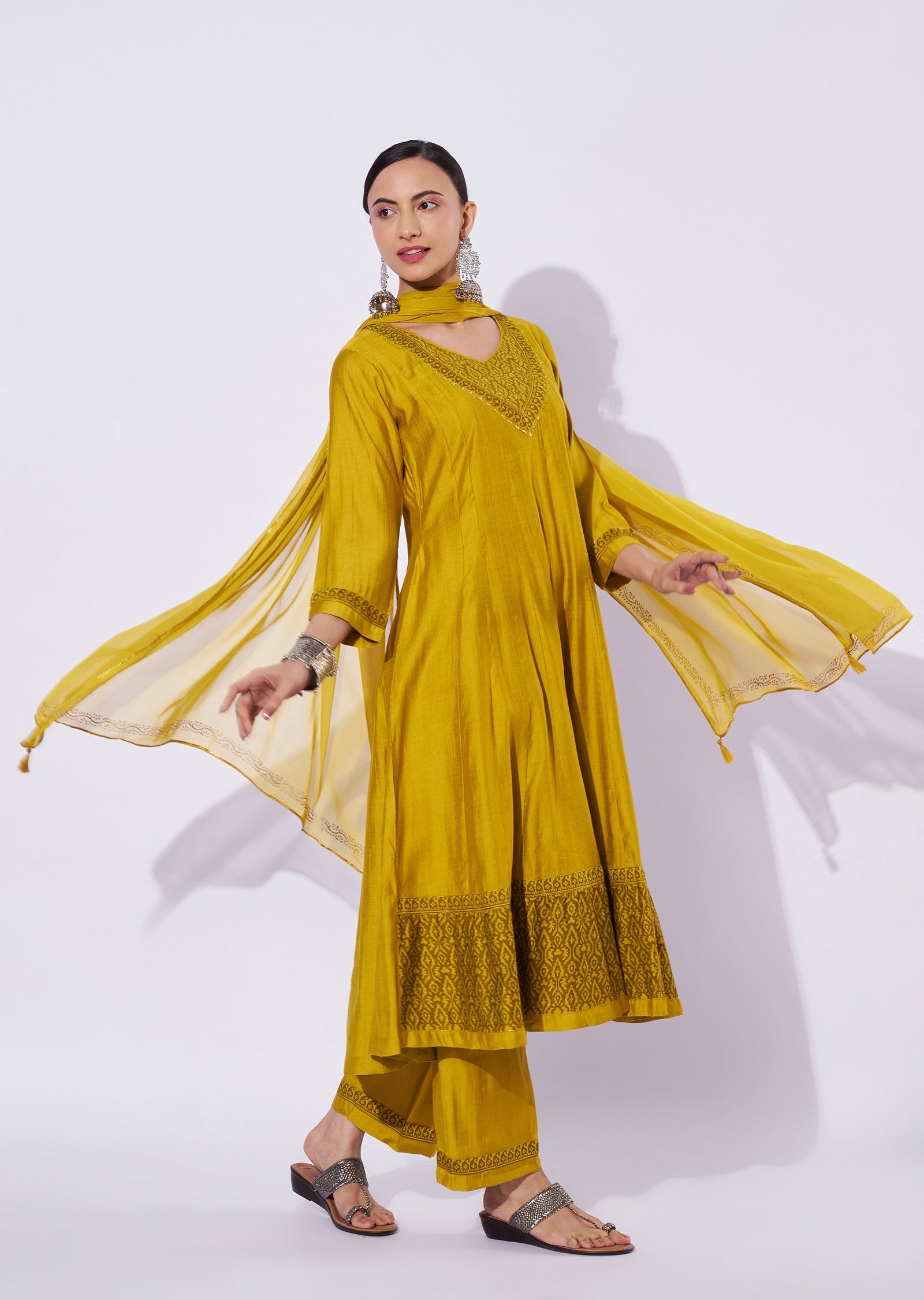 Mustard Gold Anarkali Suit