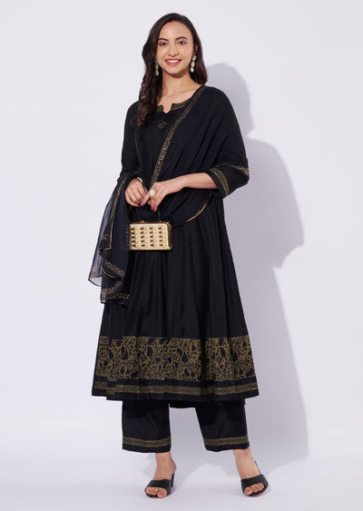 Black Gold Anarkali Suit