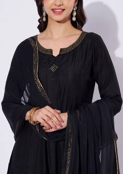 Black Gold Anarkali Suit