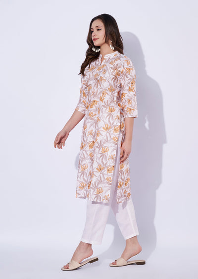 cream Silk Kurti set