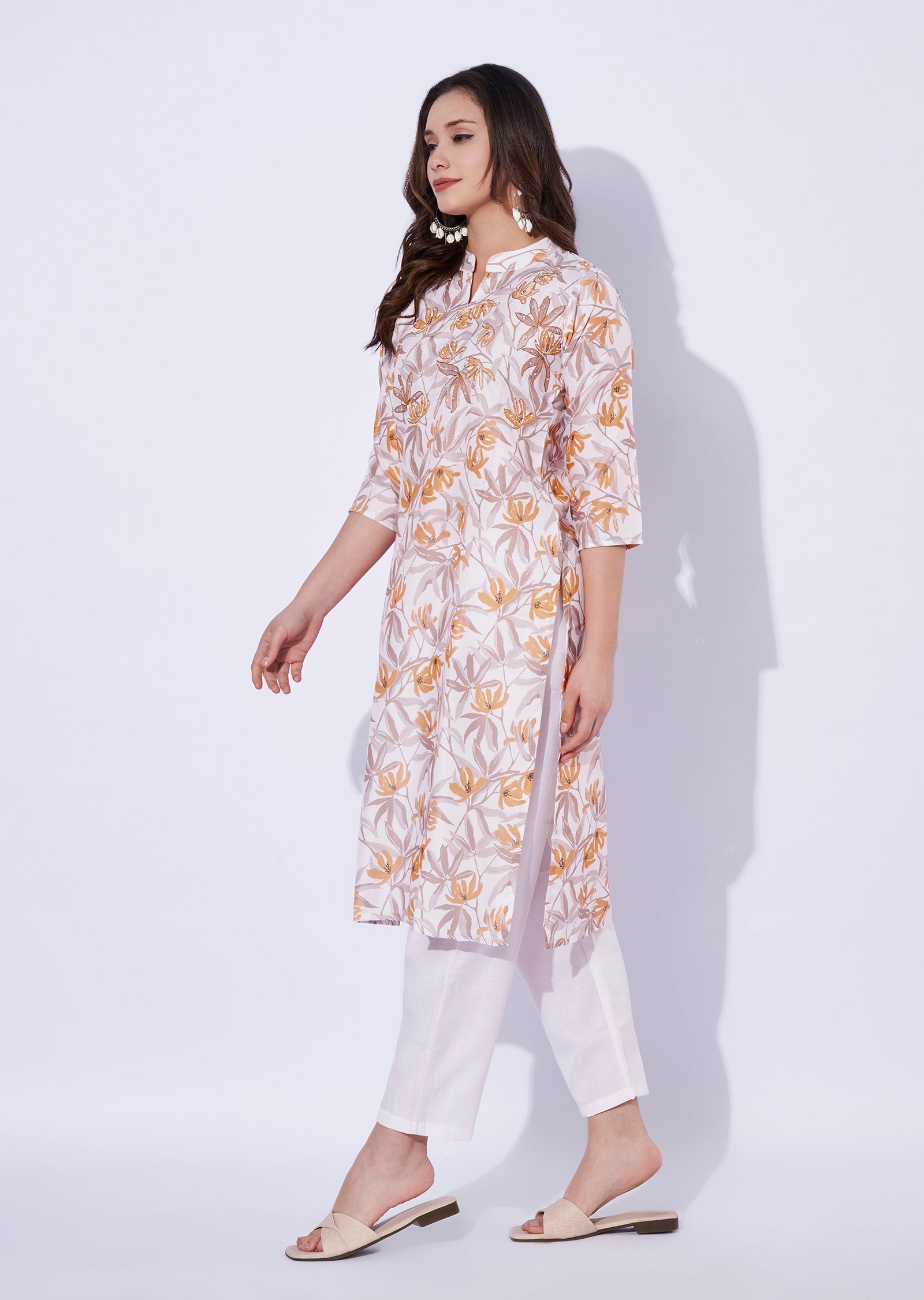 cream Silk Kurti set