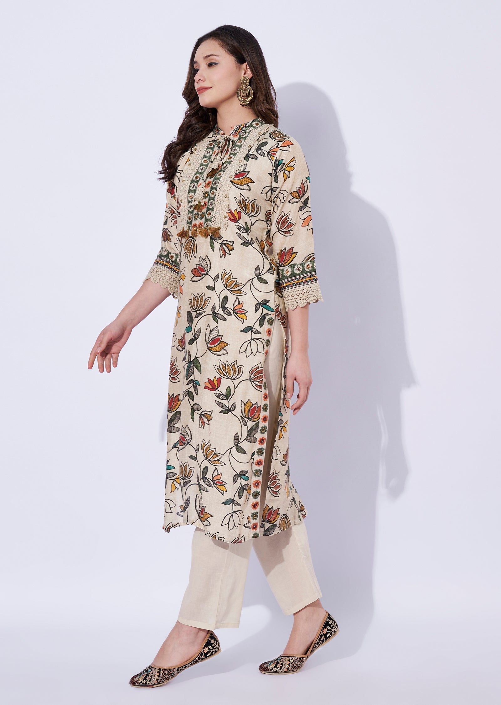 Biege Silk Kurti set