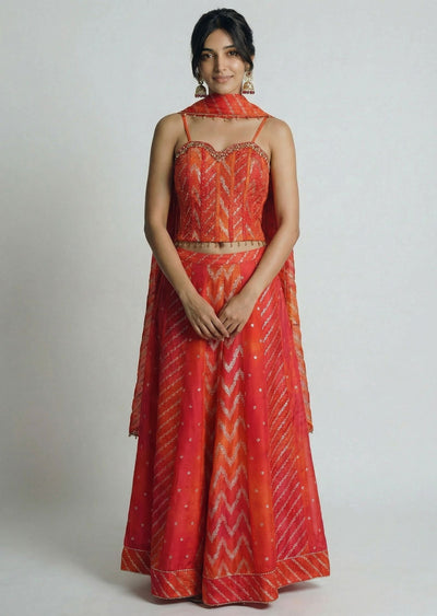 Multi Color Bandhani Corset Sharara Set