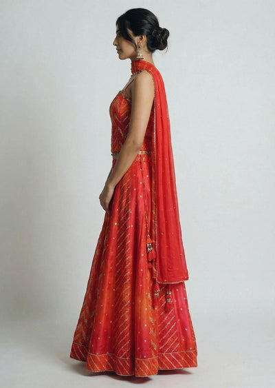 Multi Color Bandhani Corset Sharara Set