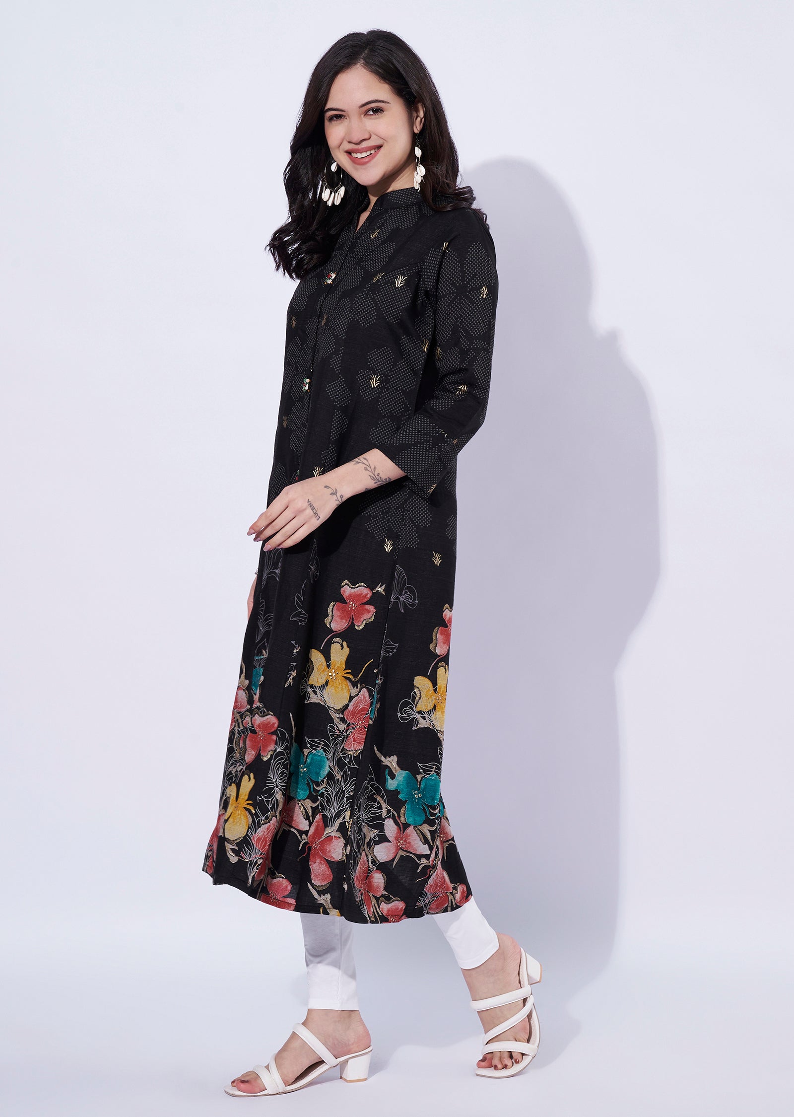 Black printed kurti