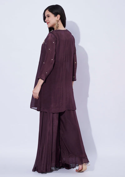 Brown Chinnon Palazzo Set