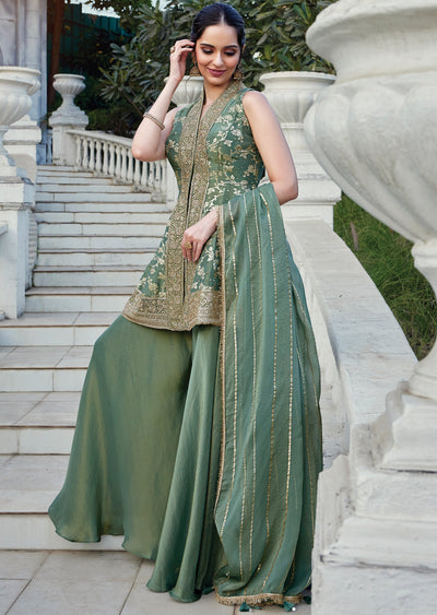 Dusty Green Sharara Set