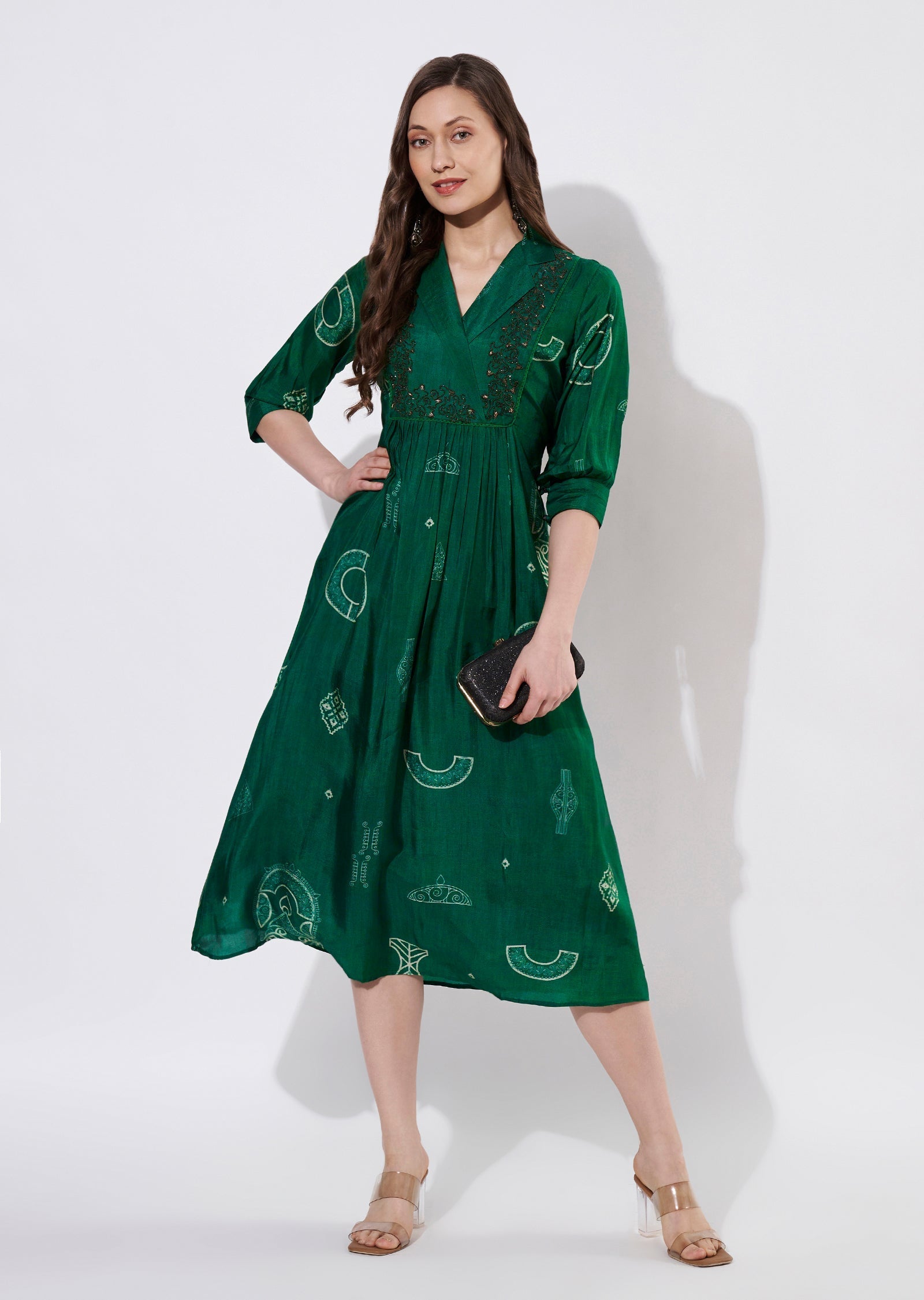 Green Dola Silk Frock
