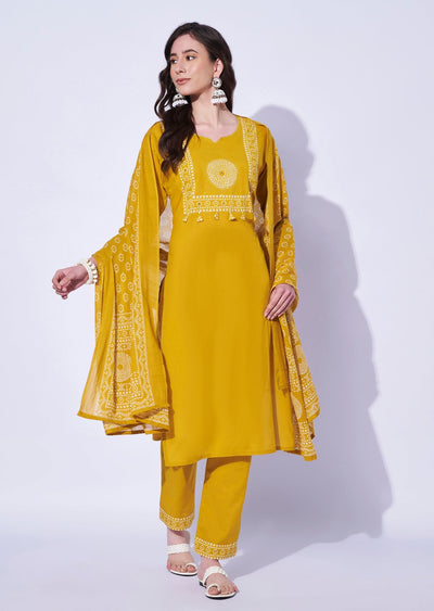 Yellow Cotton Straight Cut Set