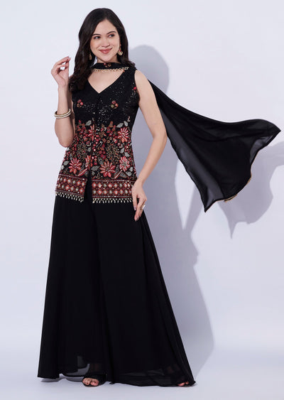 Black Organza Palazzo Set