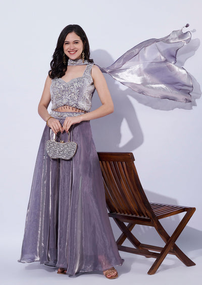 Lilac Indo western Palazzo Set