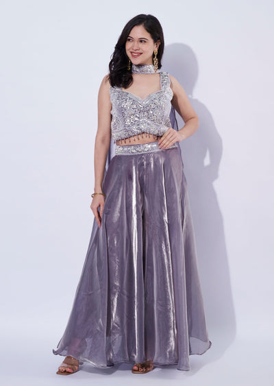 Lilac Indo western Palazzo Set