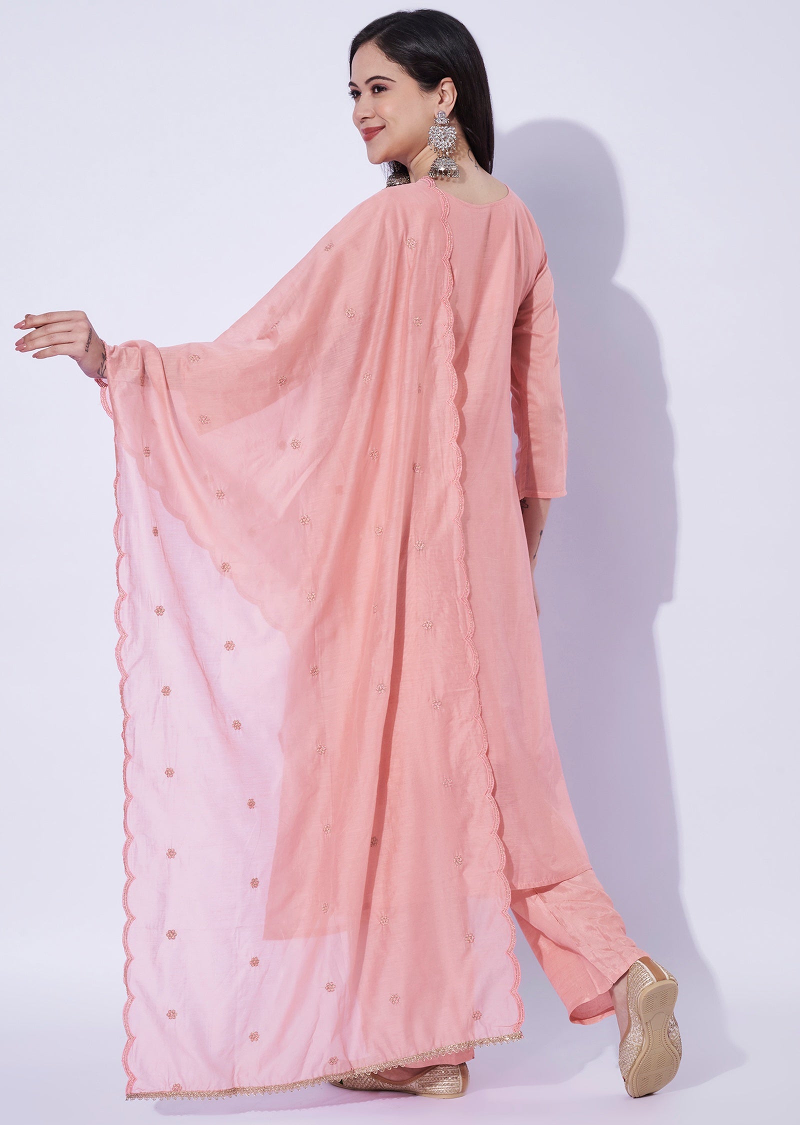 Baby Pink Mul Chanderi Anarkali Suit