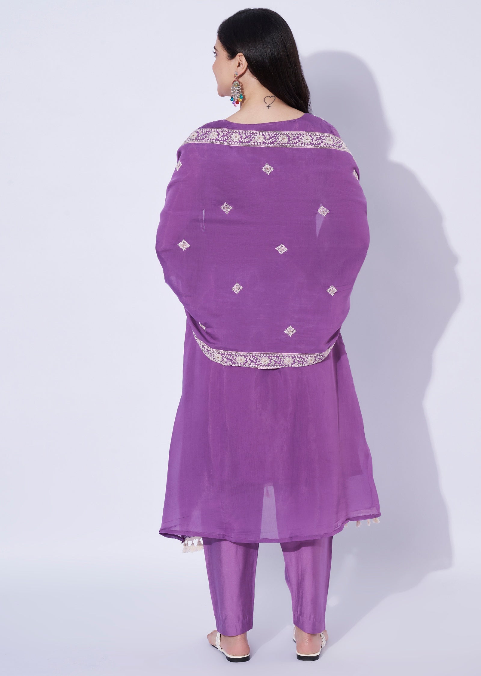 Purple Mul Chanderi Anarkali Suit