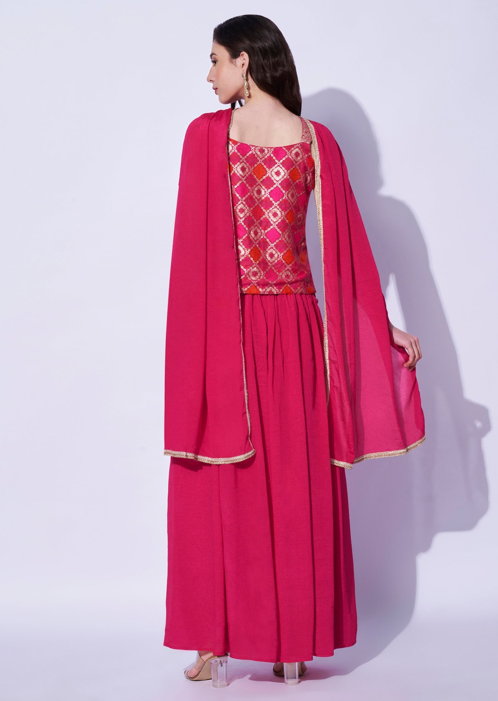Pink Silk Sharara Set