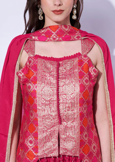Pink Silk Sharara Set