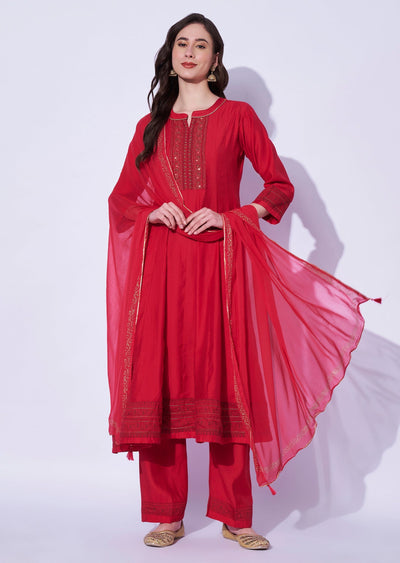 Rani Pink Dola Silk Anarkali