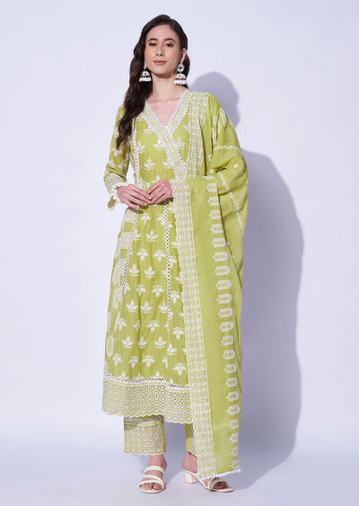 Light Green Cotton Anarkali