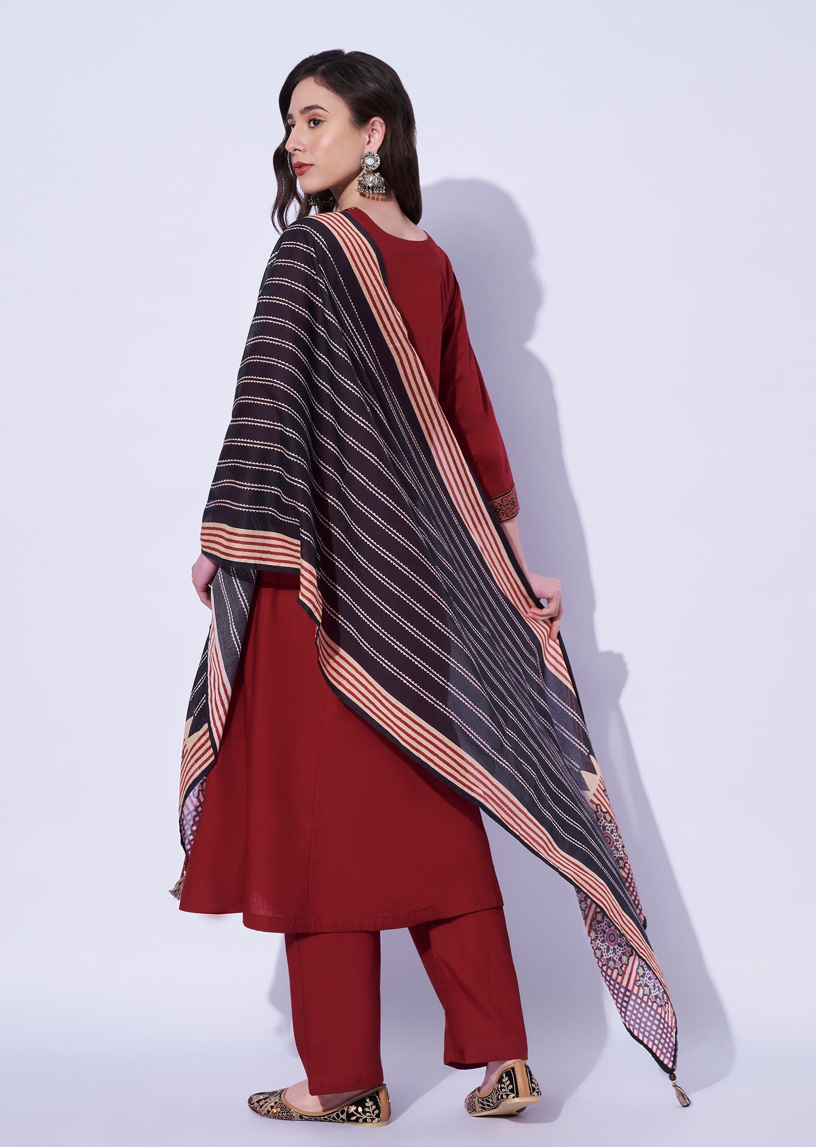 Maroon Cotton Anarkali