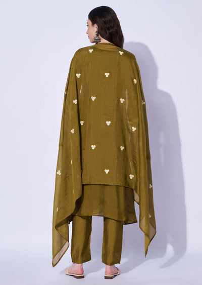 Dark Mustard Russian Silk Anarkali