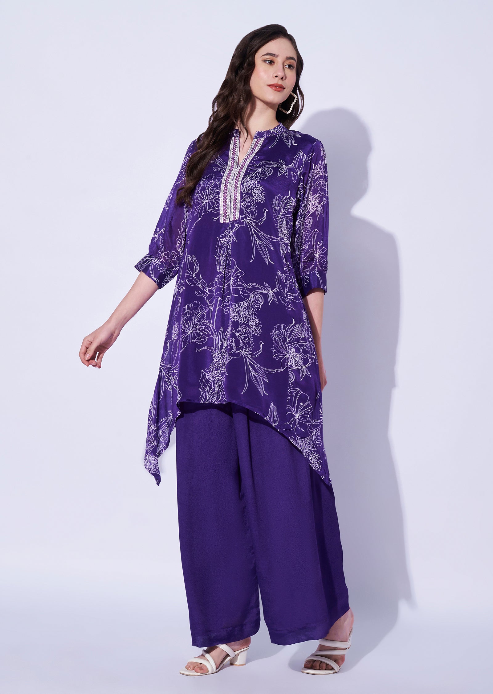 Purple Chinnon Sharara Set
