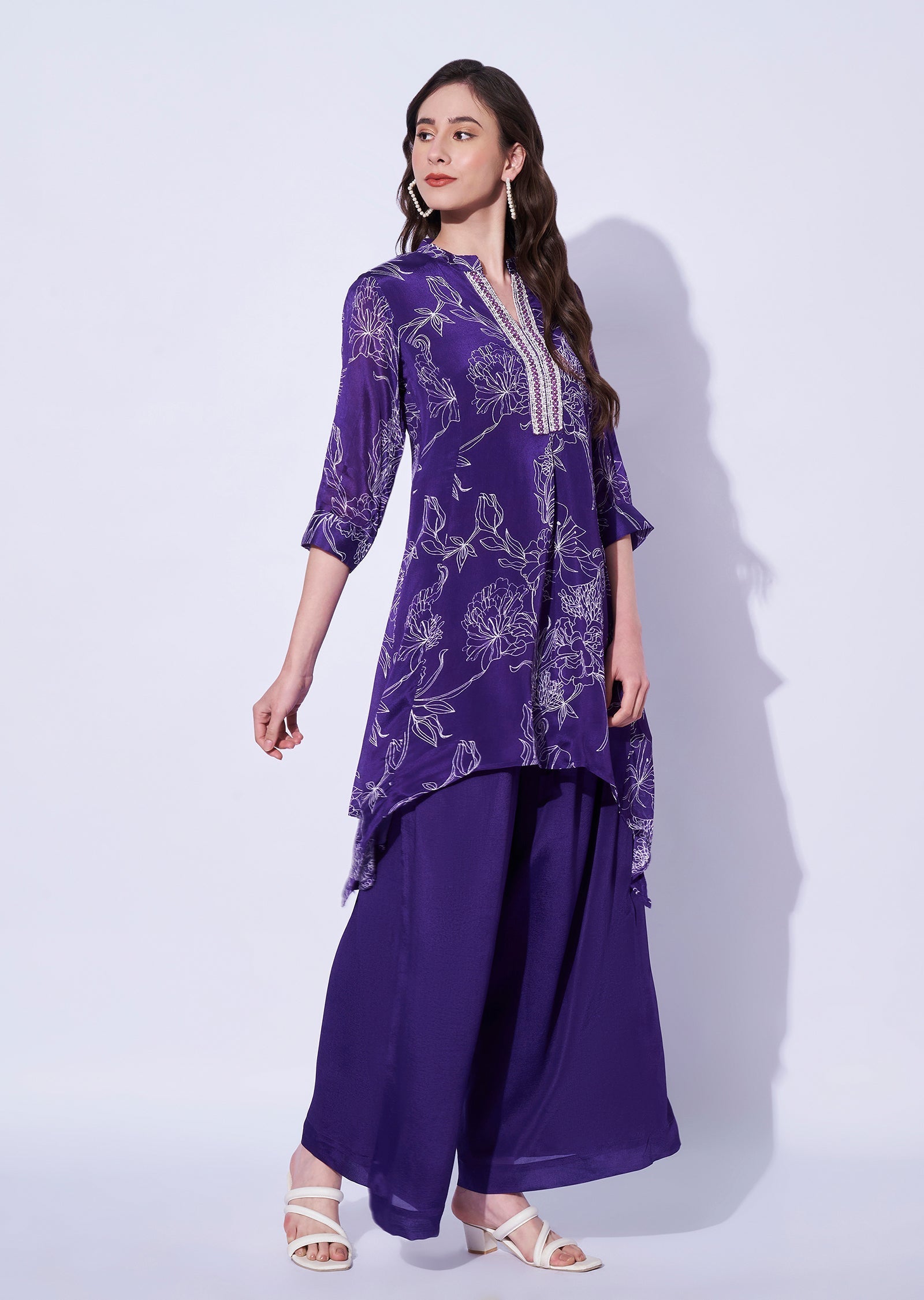 Purple Chinnon Sharara Set