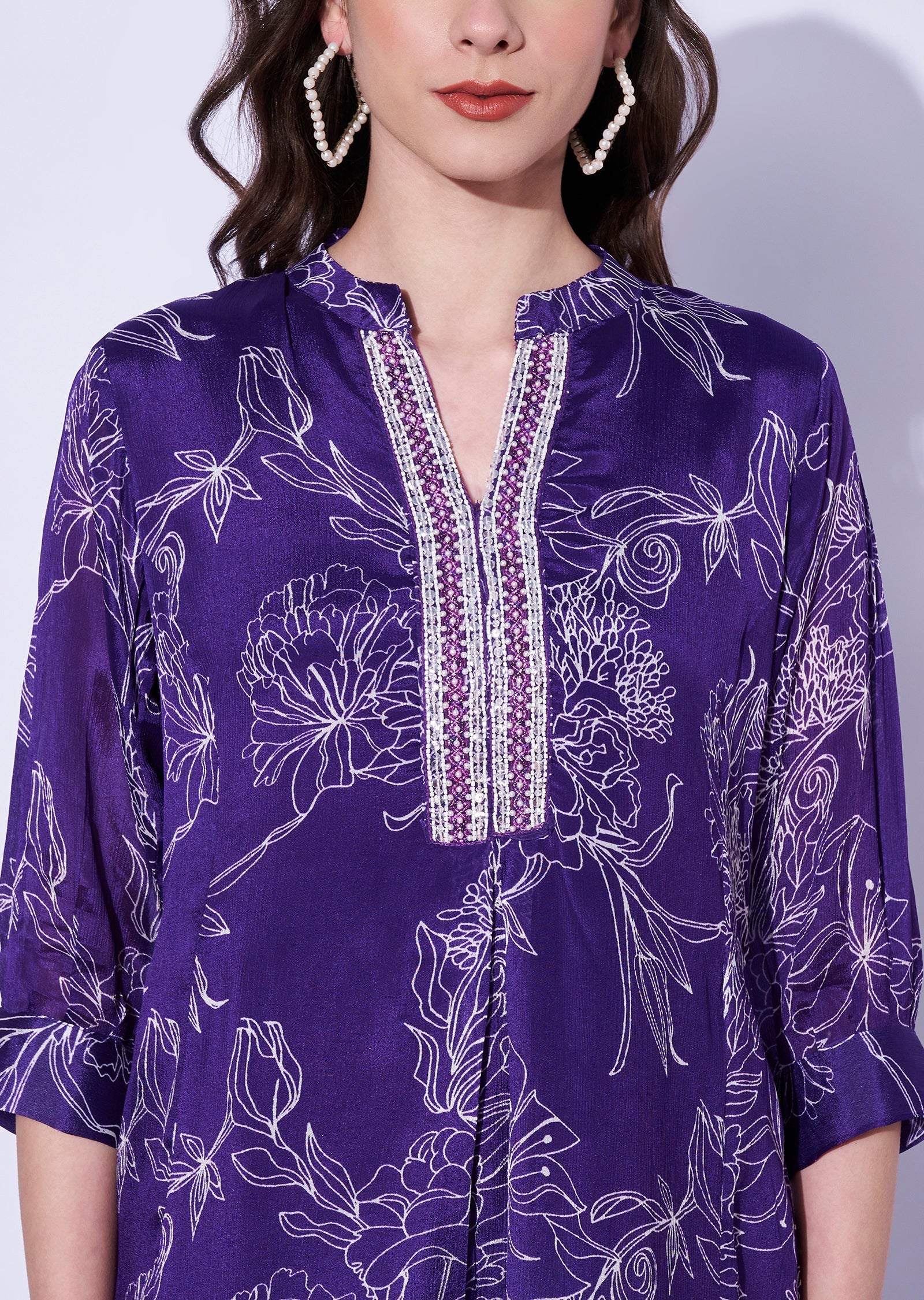 Purple Chinnon Sharara Set