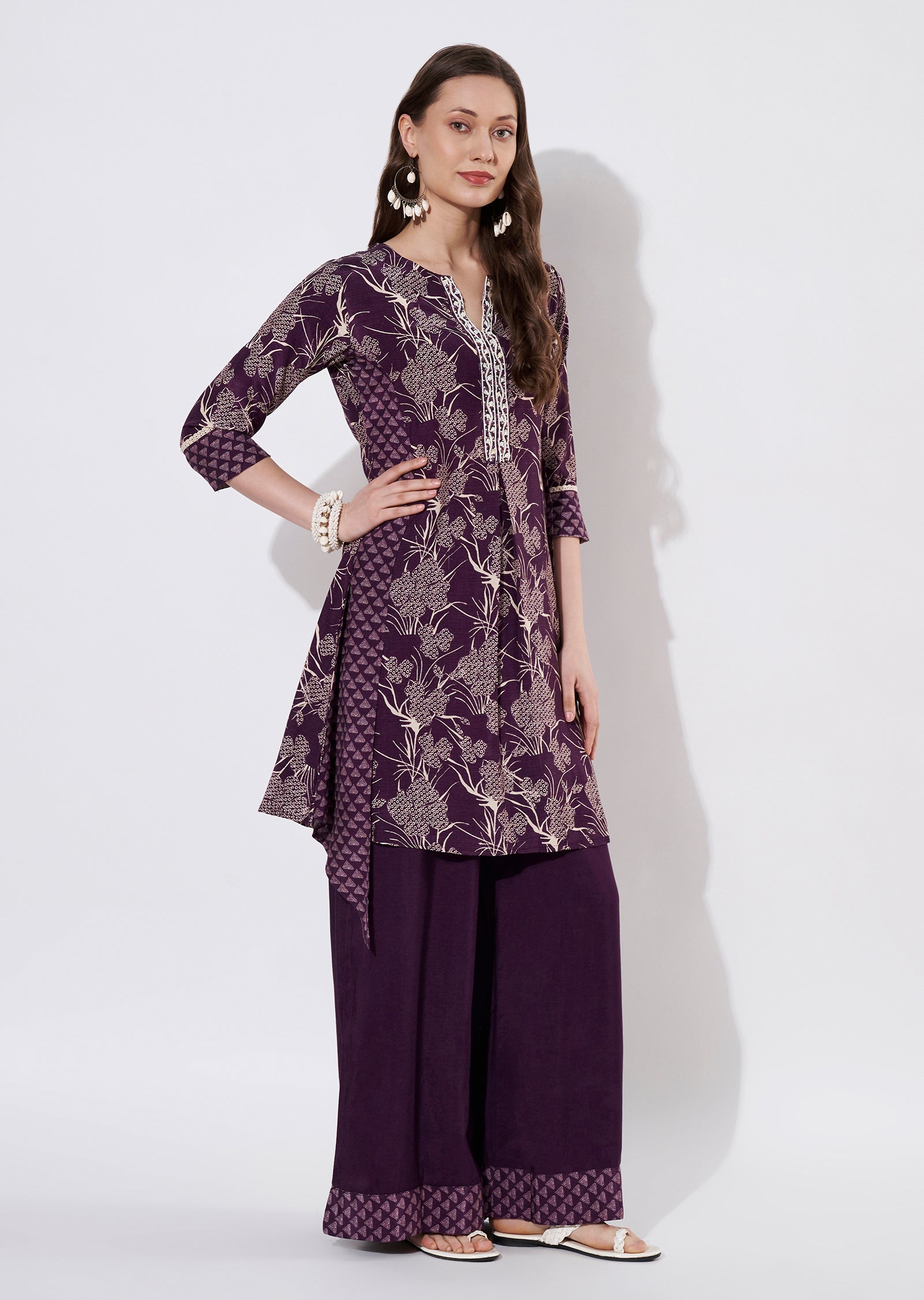 Wine Dola Silk Sharara