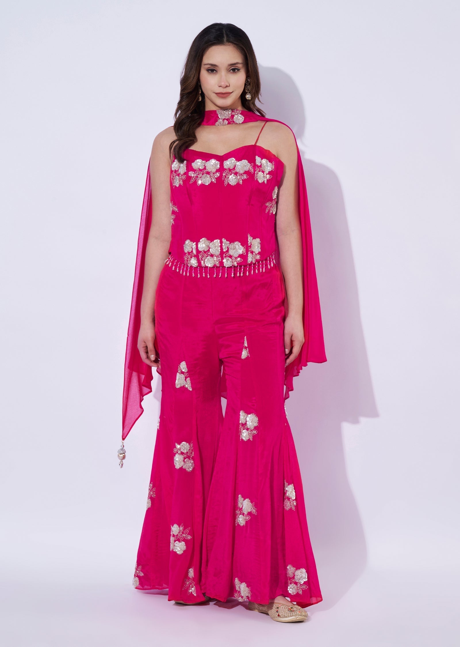 Pink Chinnon Indowestern Set