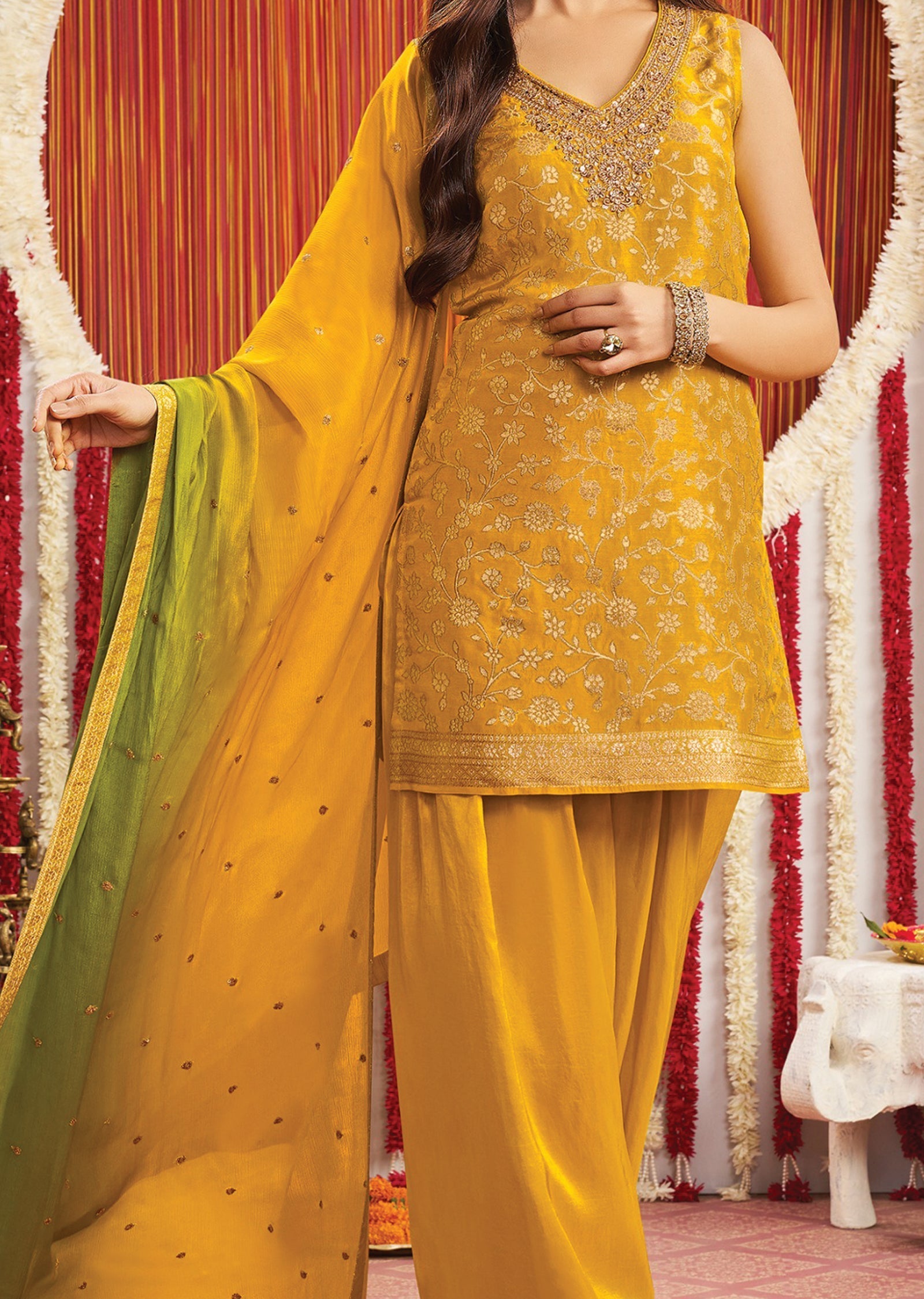 Mustard Silk Sharara