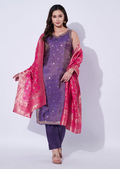 Lavender Chinnon Straight Cut Suit