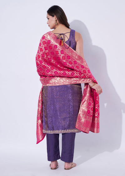 Lavender Chinnon Straight Cut Suit