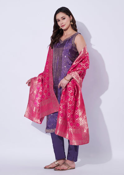 Lavender Chinnon Straight Cut Suit