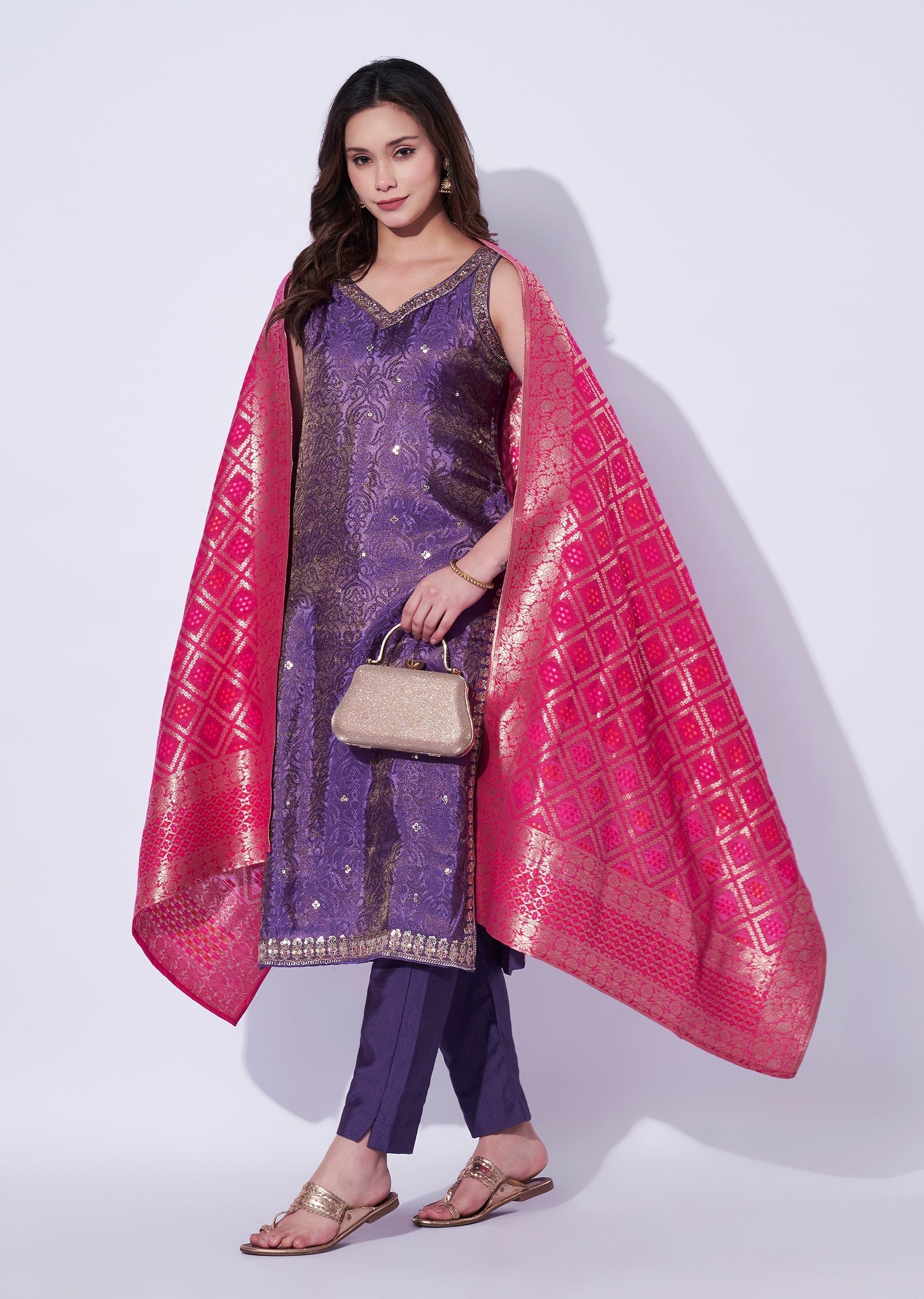 Lavender Chinnon Straight Cut Suit