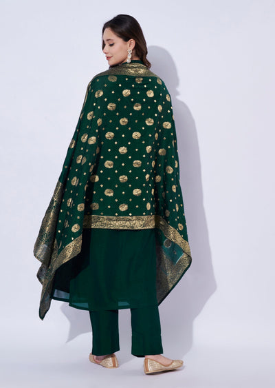 Green Tissue Straight Cut Suit