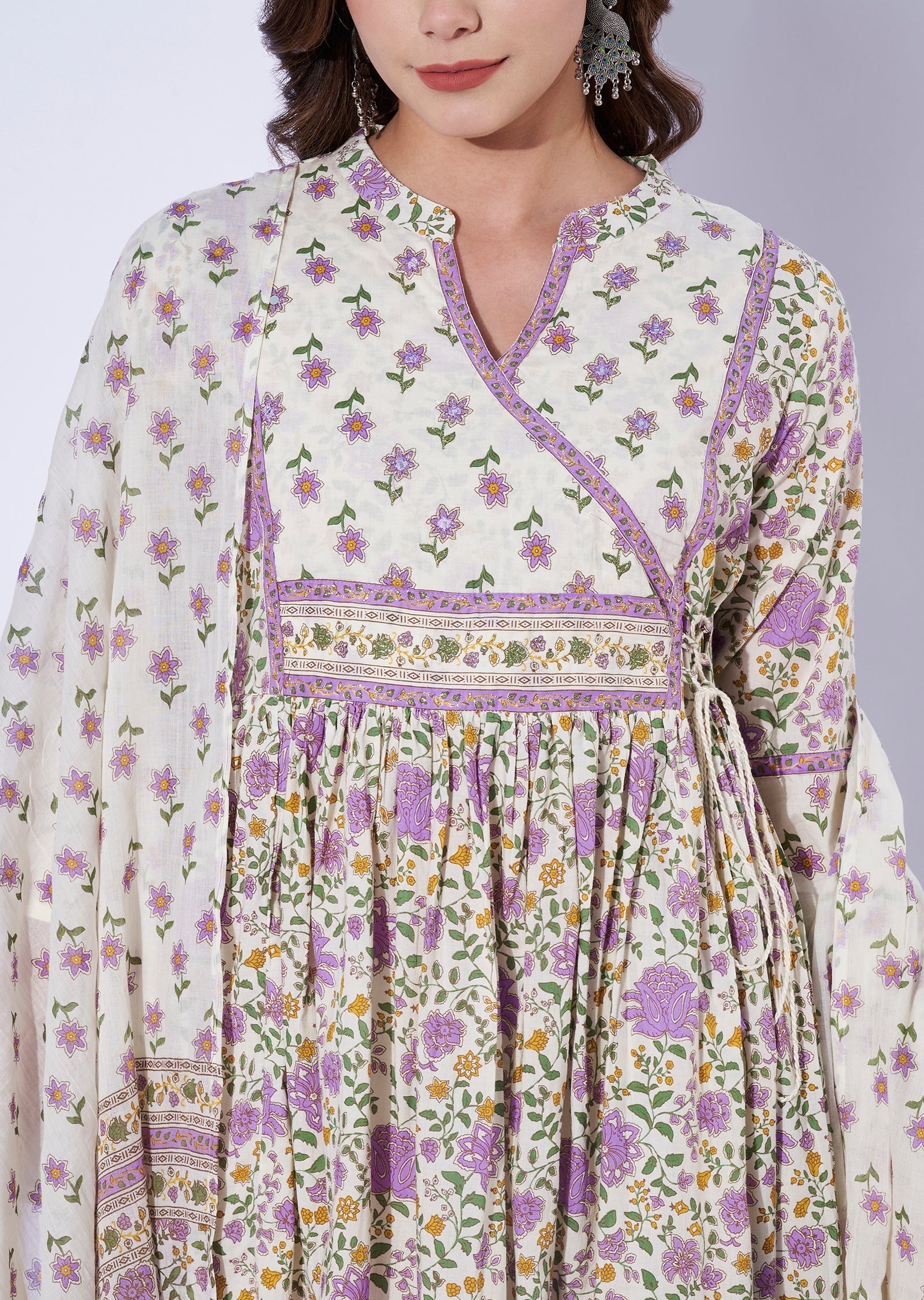 Puple Cotton Anarkali Set