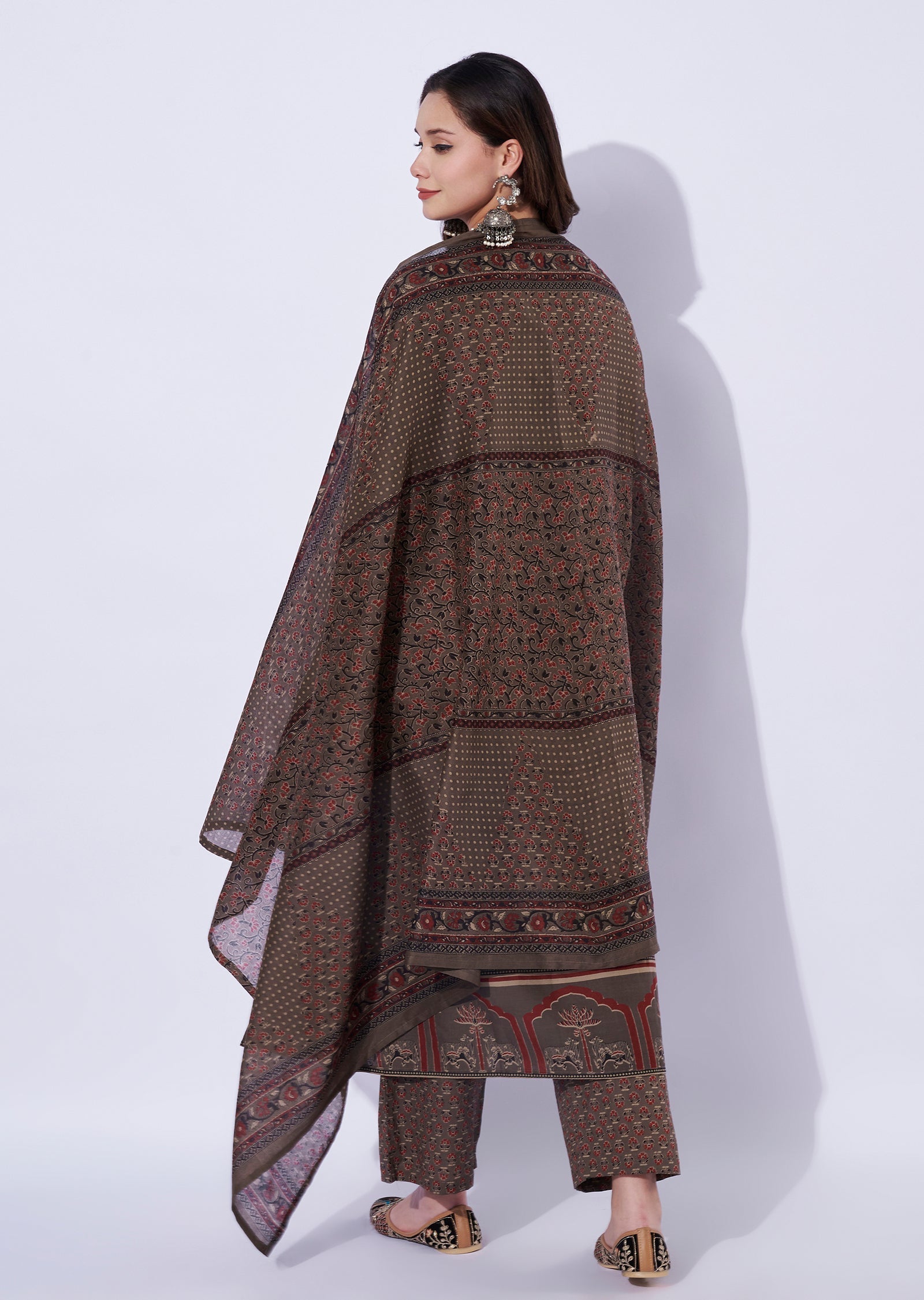 Brown Cotton Straight Cut Suit