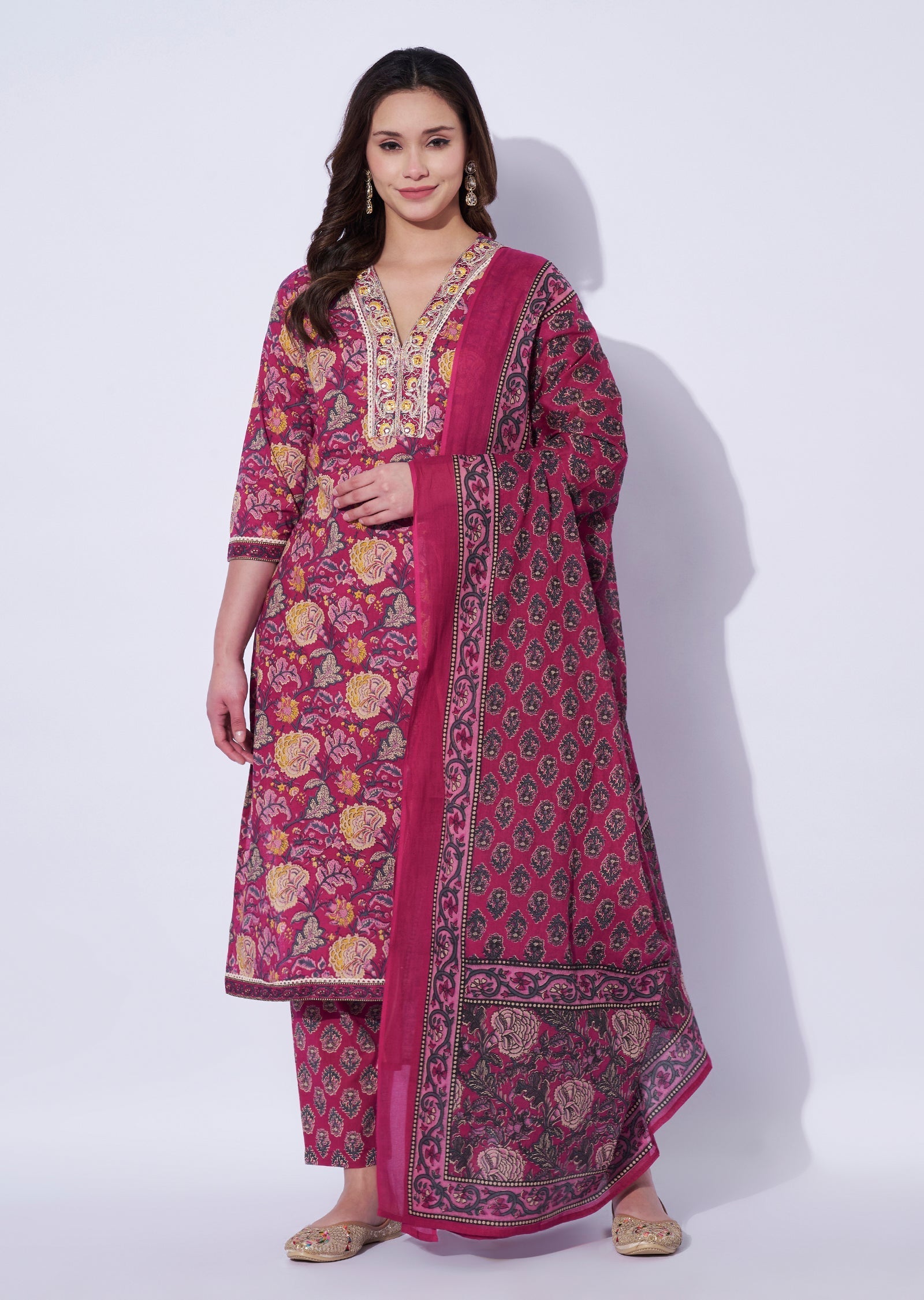 Wine Cotton Straight Cut Suit