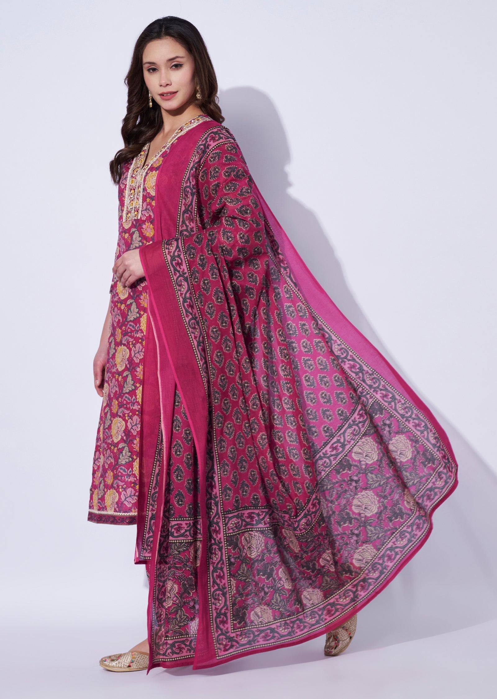 Wine Cotton Straight Cut Suit