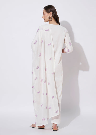 Cream Cotton Straight cut suit