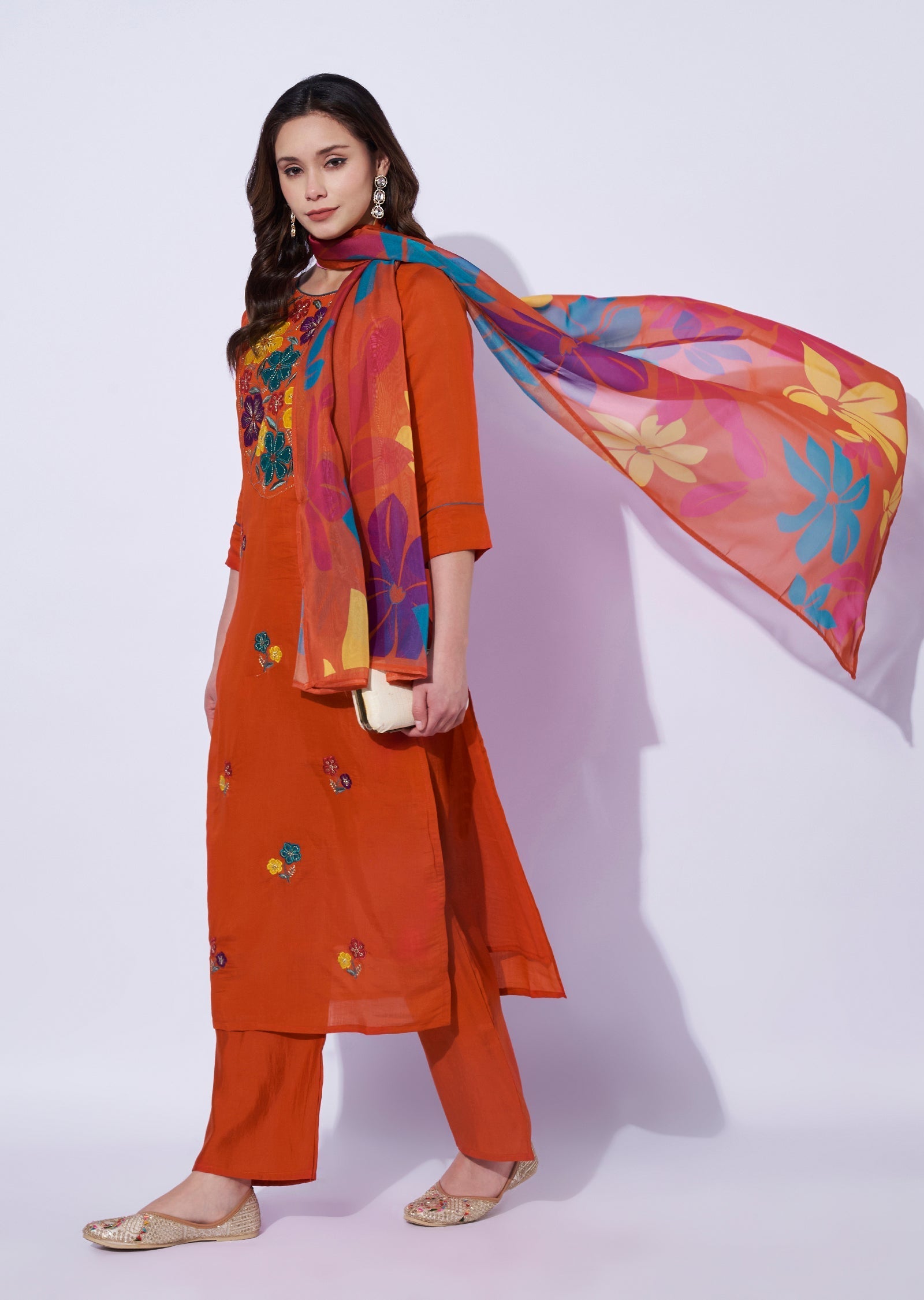 Rust Silk Straight Cut Suit