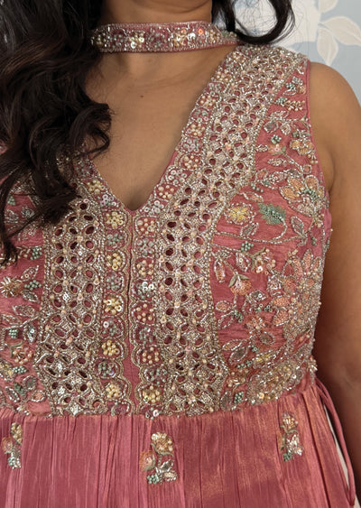 Onion Pink Tissue Sharara Set