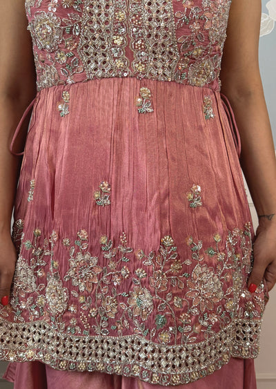 Onion Pink Tissue Sharara Set