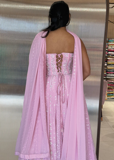 Light Pink Corset Lehenga